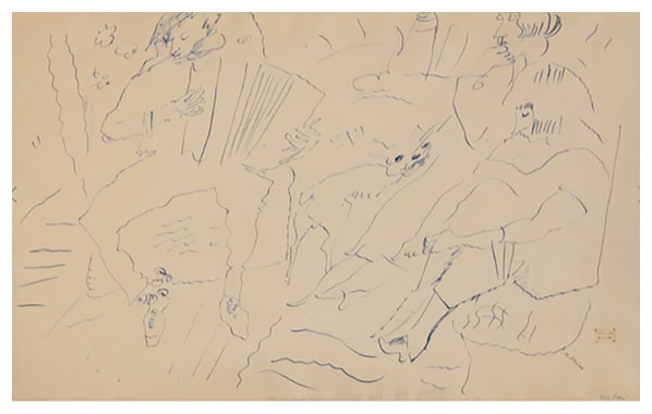 l'Accordoniste et deux femmes, drawing
by Jules Pascin